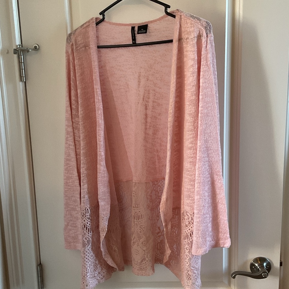 New Directions Light Pink Lace Cardigan